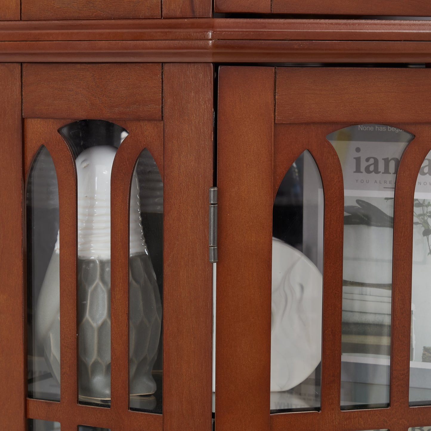 Connie Corner Curio Cabinet with 4 Adjustable Tempered Glass Shelves, Walnut
