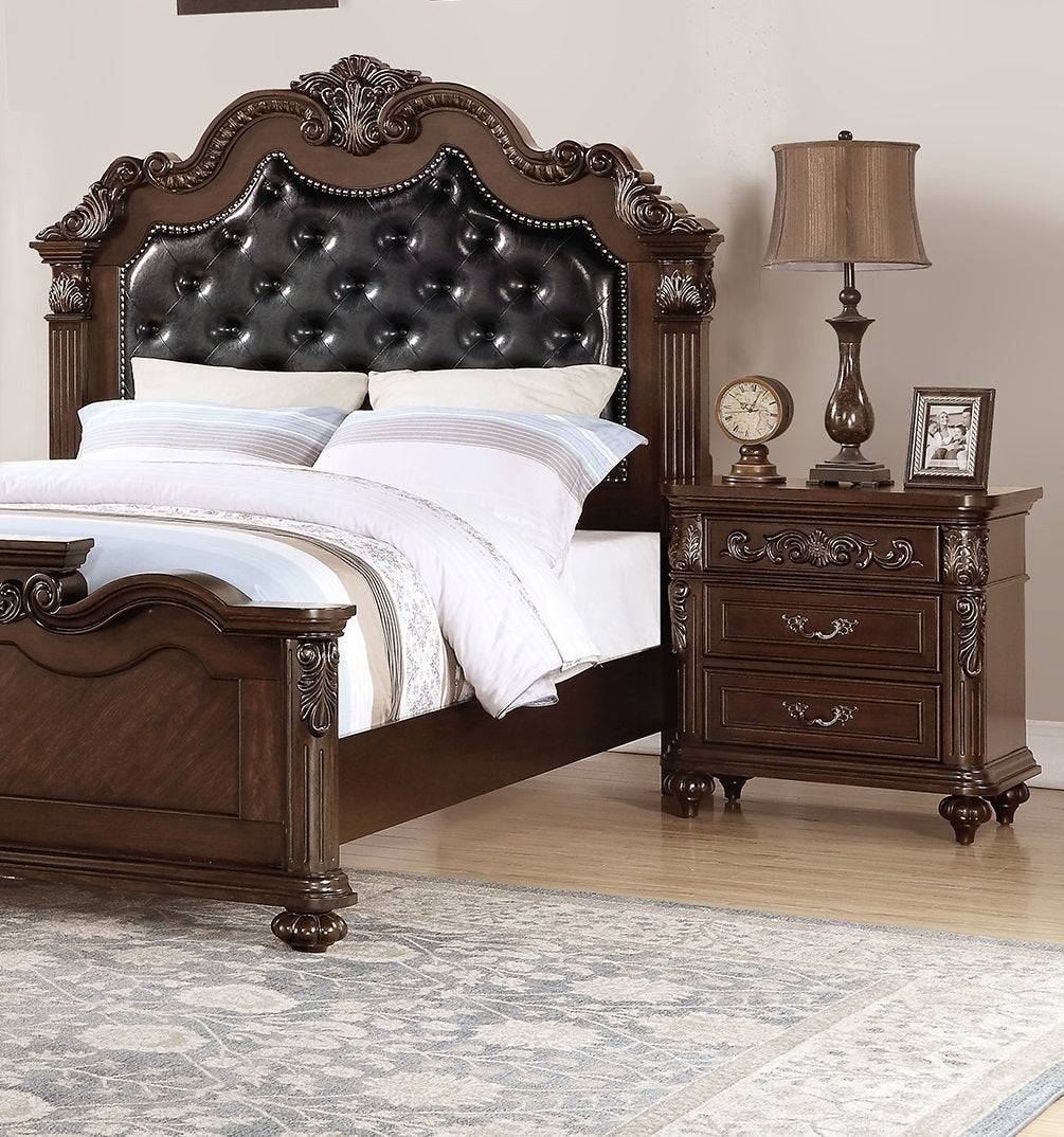 Hayes Traditional Antique Walnut Nightstand with Hanging Pulls