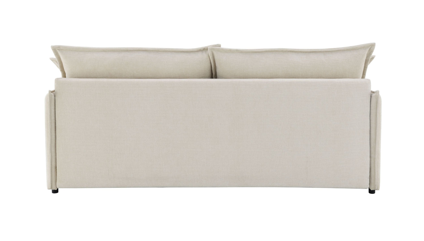 Elisea Beige Fabric Sleeper Sofa w/ 2 Toss Pillows