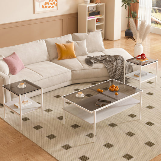 Langston Modern 3-Piece Accent Table Set, White