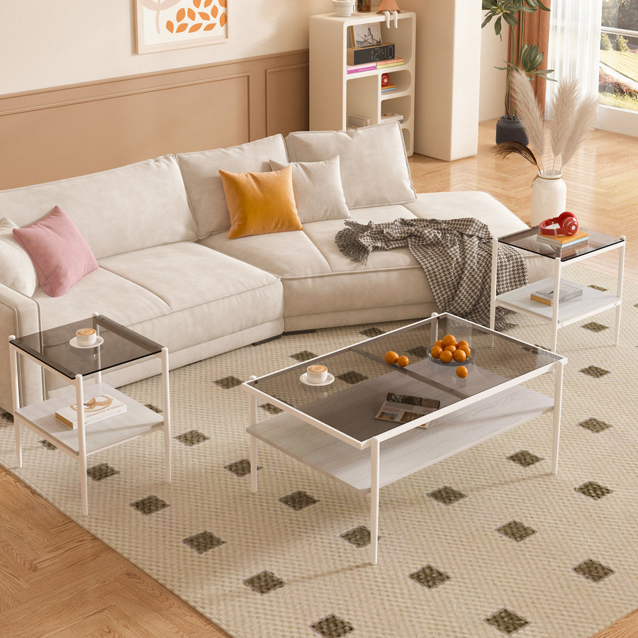 Langston Modern 3-Piece Accent Table Set, White