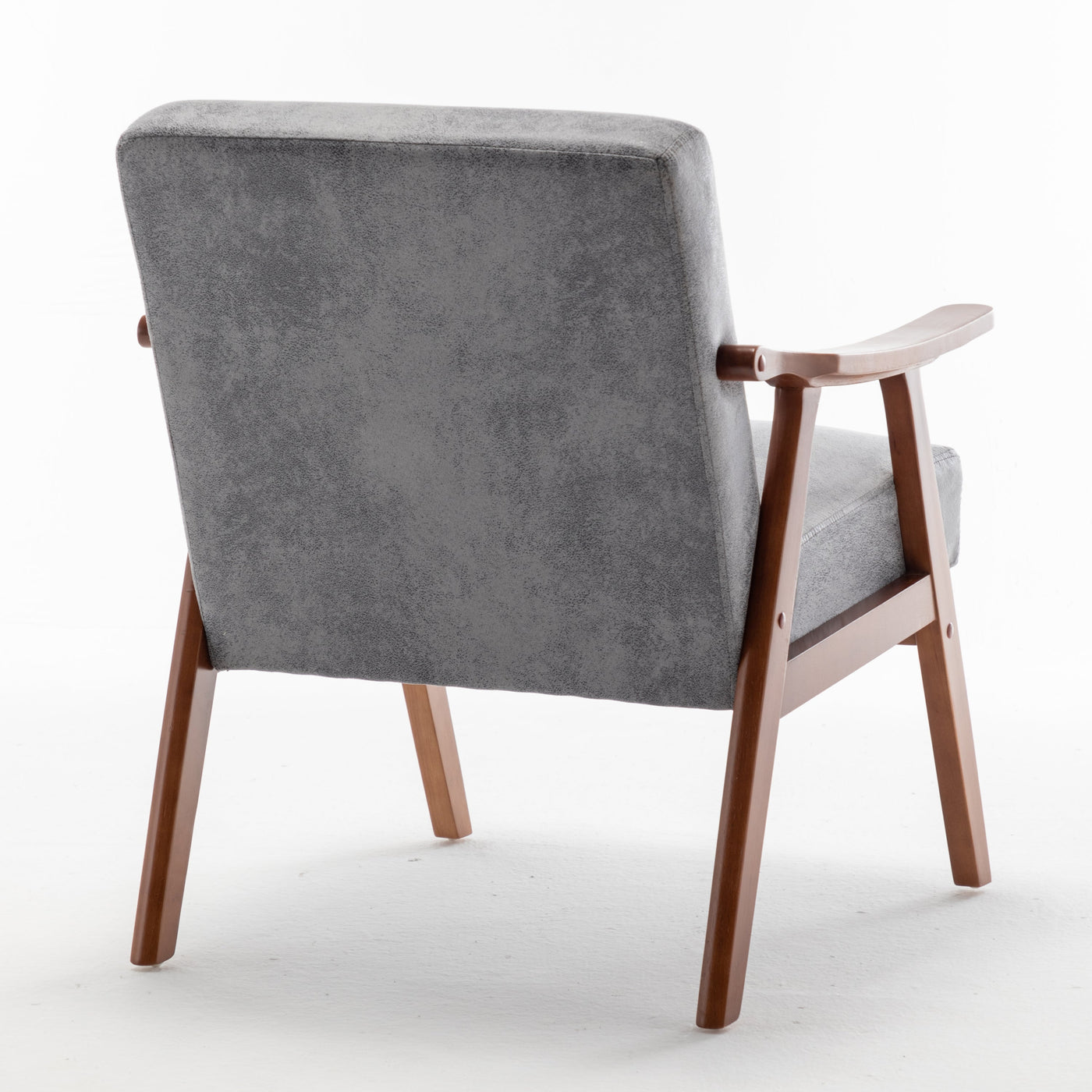Lyraea Mid-Century Modern Grey Fabric Wingback Accent Chair