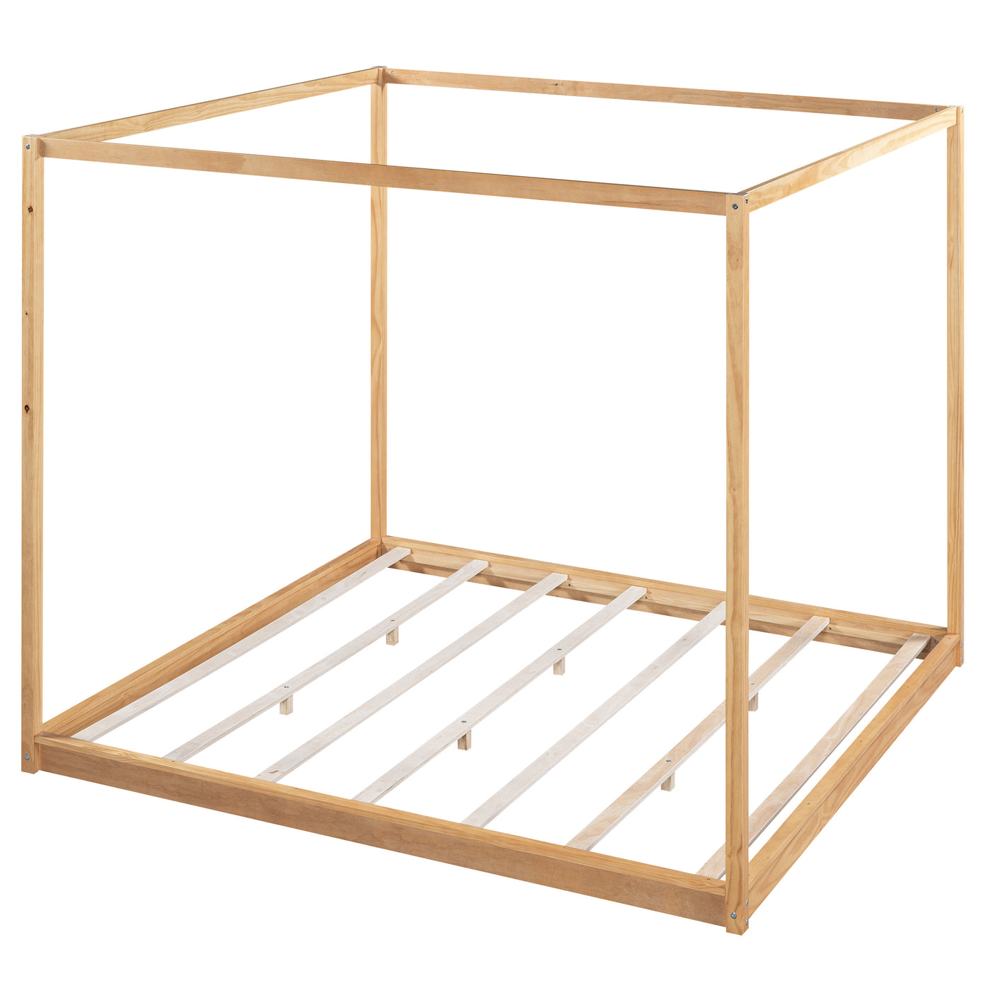 Beatrix King Size Canopy Platform Bed with Support Legs, Natural