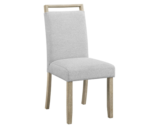 Eliza Full Back Upholstered Side Chairs with Solid Wood Legs, Light Gray Set of 2