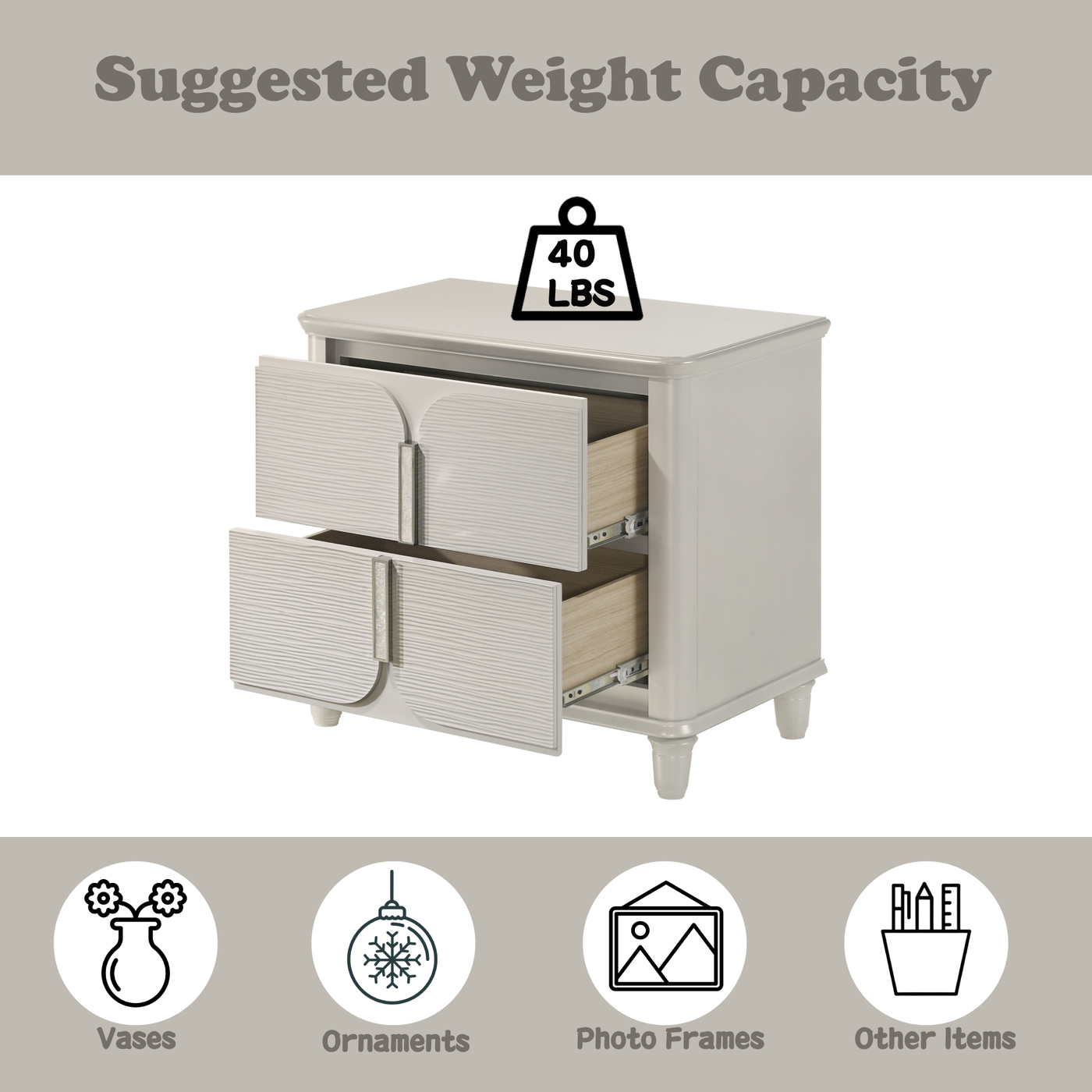 Laveda Pearl White Finish Nightstand