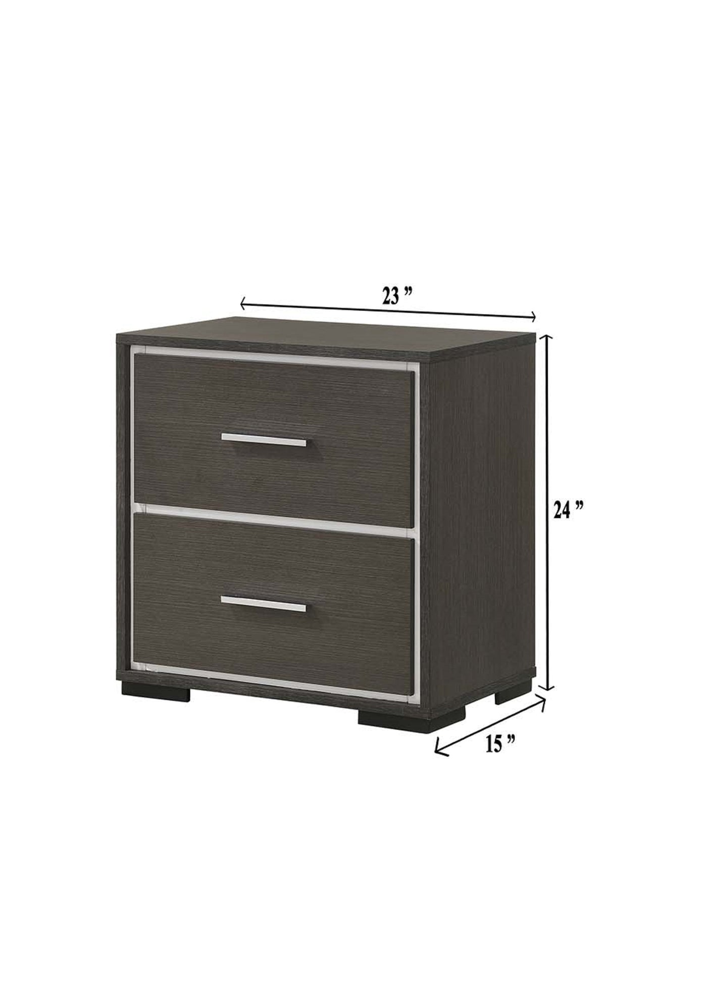 Trank Contemporary Gray Nightstand with Chrome Accents