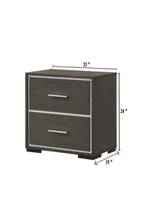 Trank Contemporary Gray Nightstand with Chrome Accents