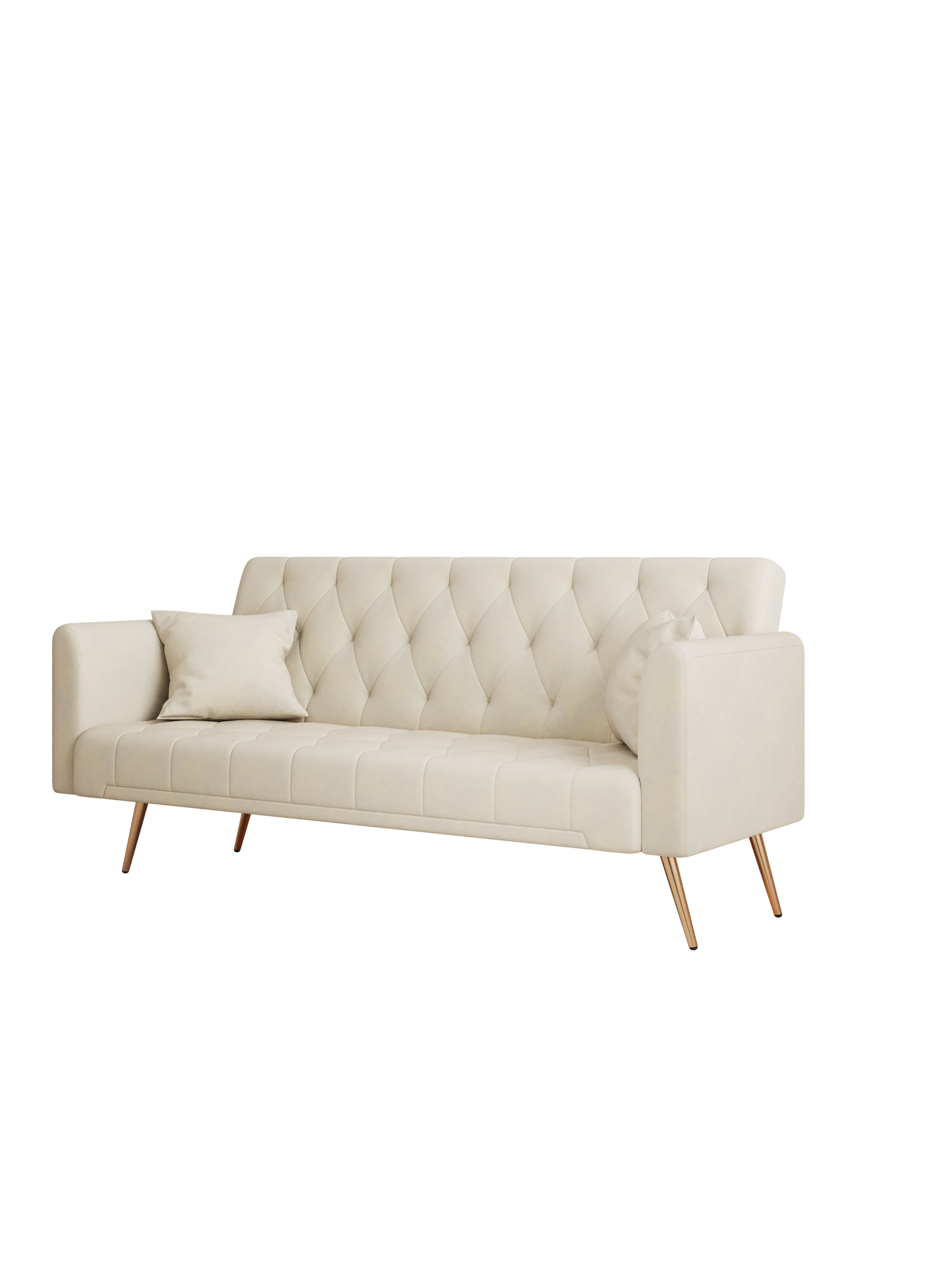 Abigail Mid-Century Modern Velvet Sofa Bed - Beige