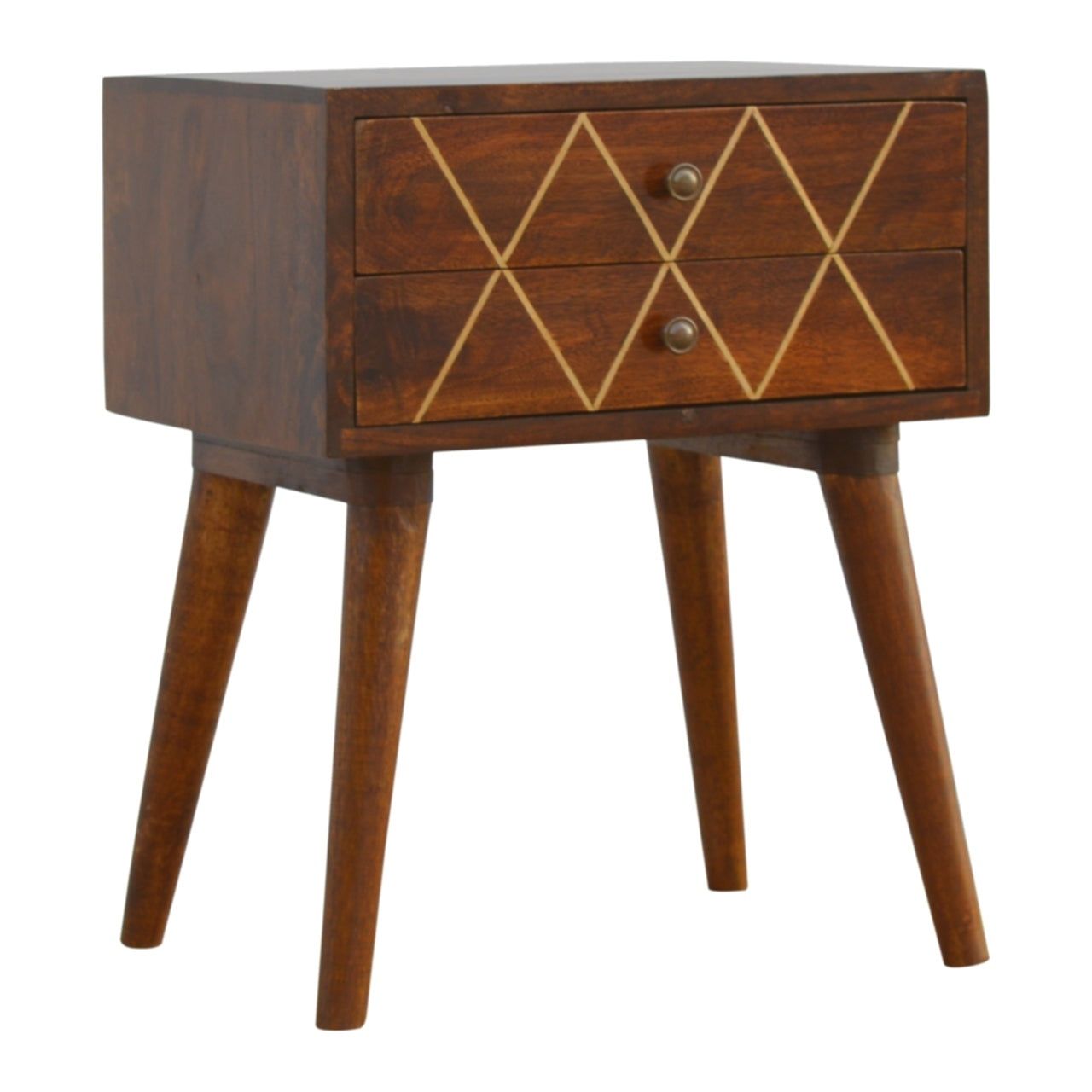 Maurice 2-Drawer Nightstand with Brass Inlay - Chestnut