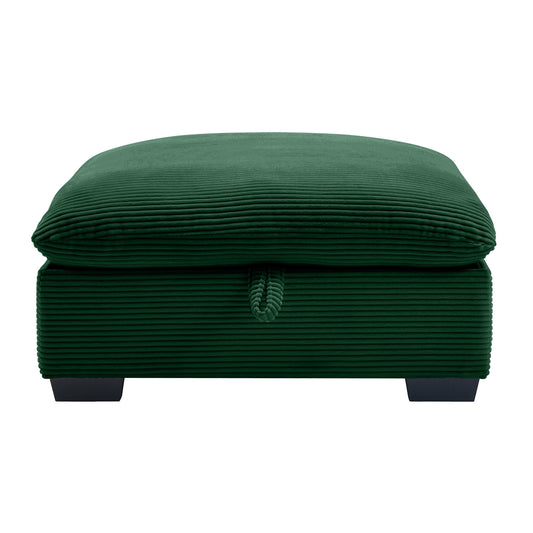 Sorrel Corduroy Upholstered Storage Ottoman, Green