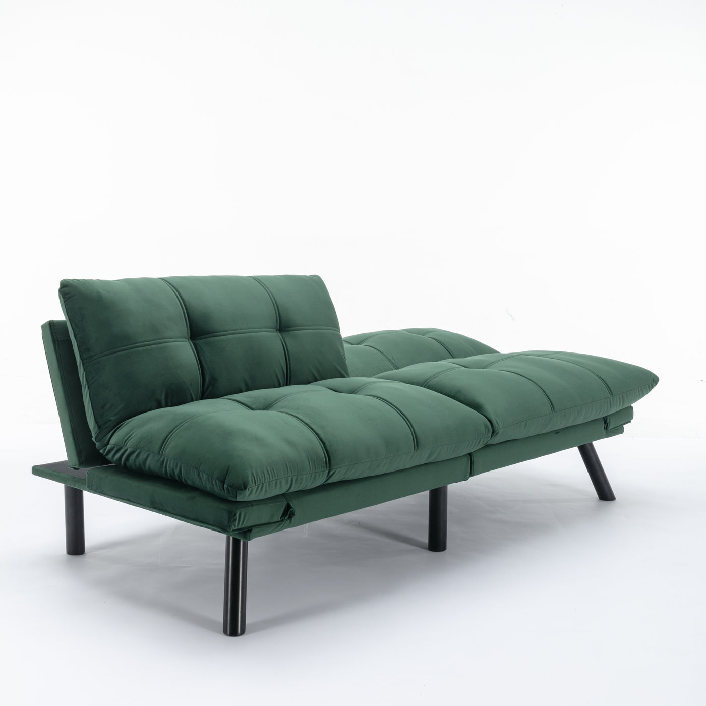 Maven Modern Velvet Sofa Bed with Black Legs - Emerald