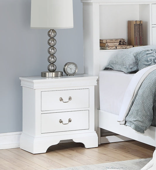 Ethan 2-Drawer Louis Philippe Style Nightstand, White