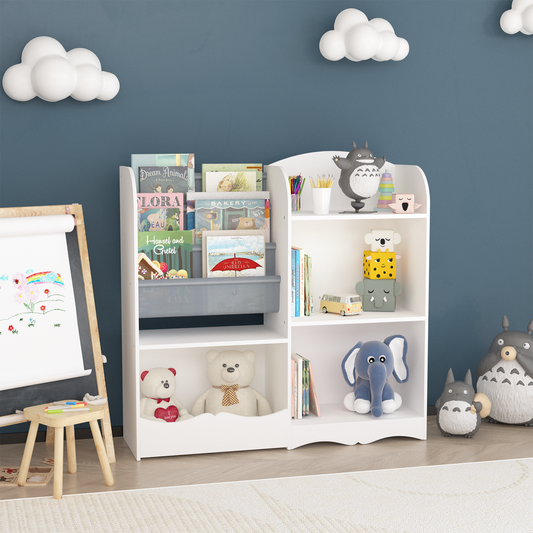 Little Sprout Front-Facing Kids Book Display – White & Gray
