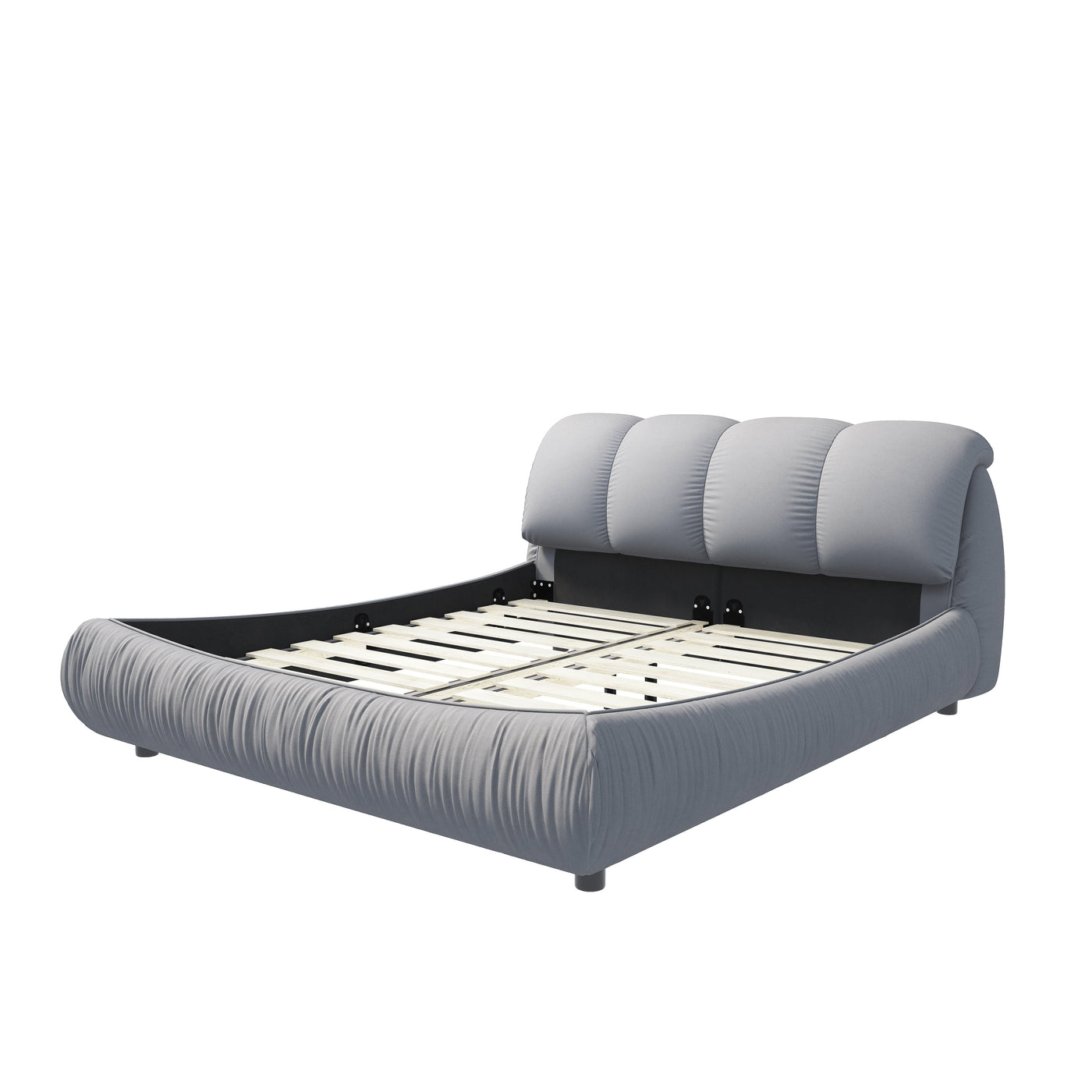 Calista Modern King Size Upholstered Platform Bed, Gray