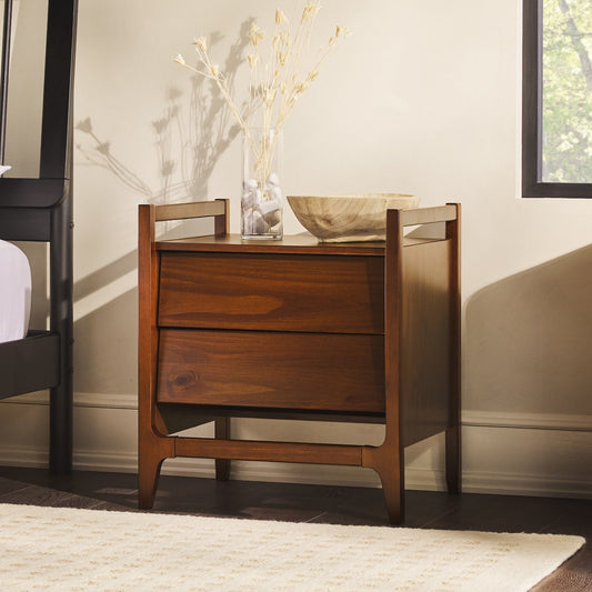 Fluxa Scandi Style  Solid Wood Nightstand - Walnut