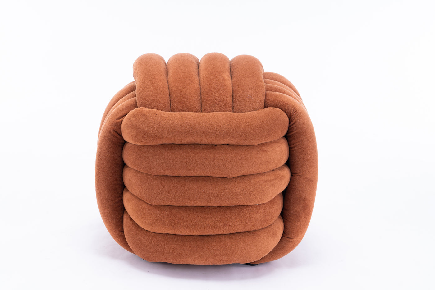 Darien Modern Chenille Knot Design Ottoman, Orange