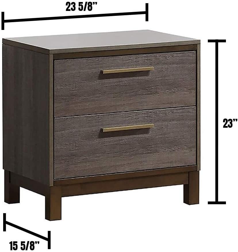 Manvel Contemporary 2-Drawer Nightstand in Antique Gray