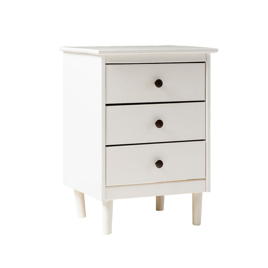 Elevia Modern Minimalist Solid Wood Nightstand - White