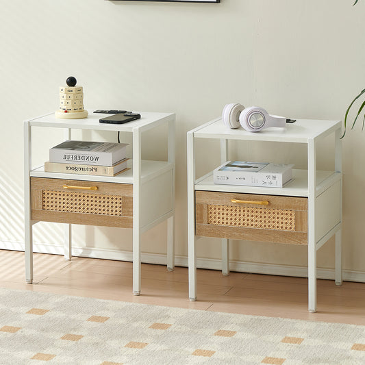 Evan Mid-Century Modern Nightstands (Set of 2) White