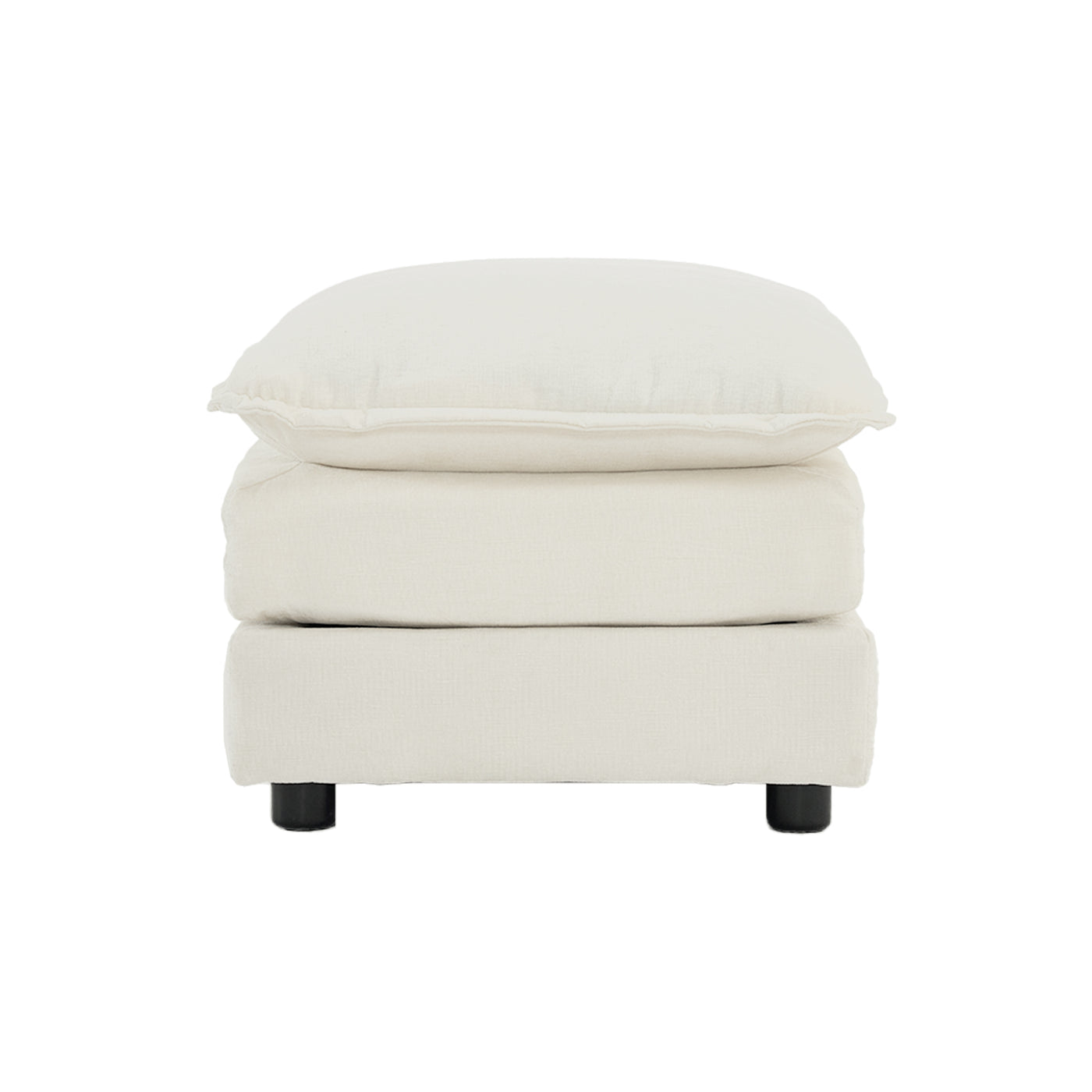 Farah Contemporary Chenille Upholstered Ottoman, White