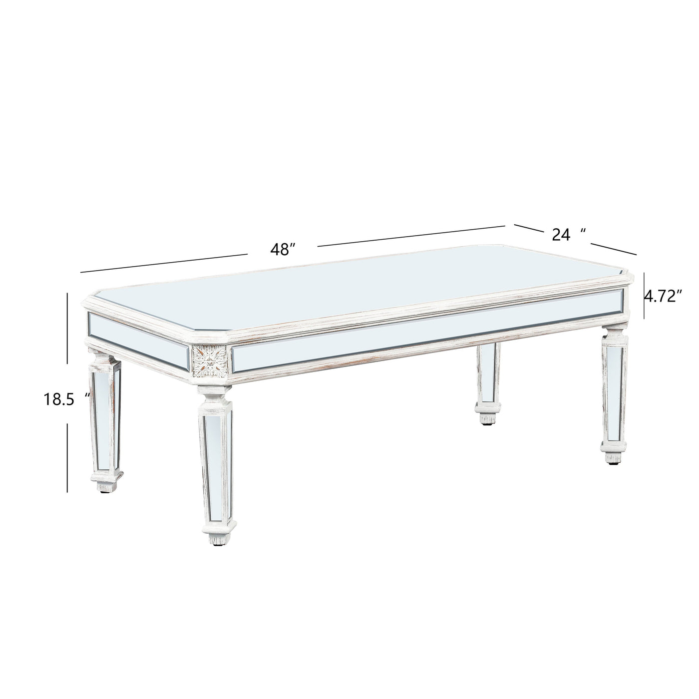 Avelina Contemporary Mirrored Coffee Table