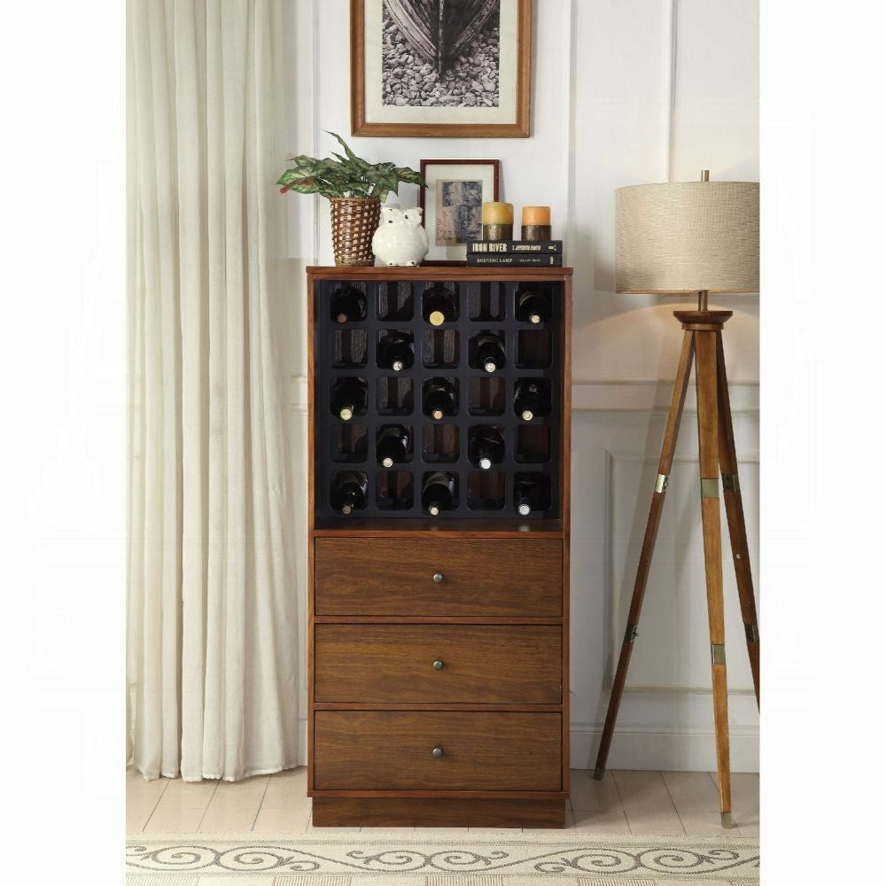 Wesley Walnut Wine Cabinet with 25-Bottle Rack