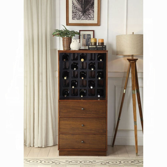 Wesley Walnut Wine Cabinet with 25-Bottle Rack
