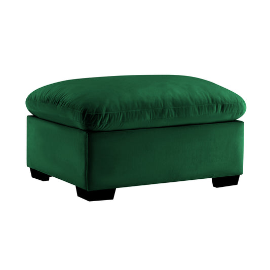 Tallis Velvet Cloud Storage Ottoman, Green