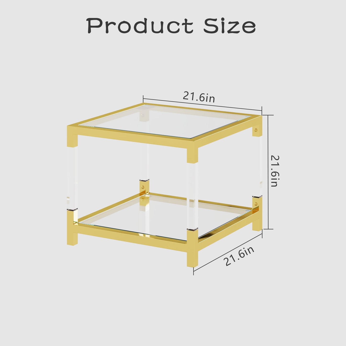 Mira Modern Side Table in Gold with Acrylic Legs