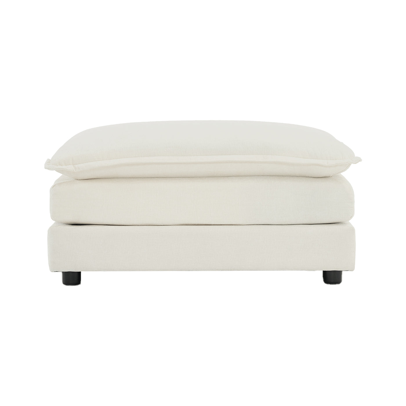 Farah Contemporary Chenille Upholstered Ottoman, White