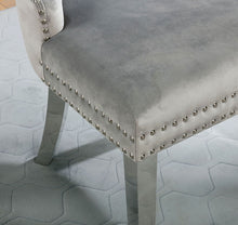 Emma Velvet Wingback Chairs with Mirrored Silver Legs (Set of 2), Gray