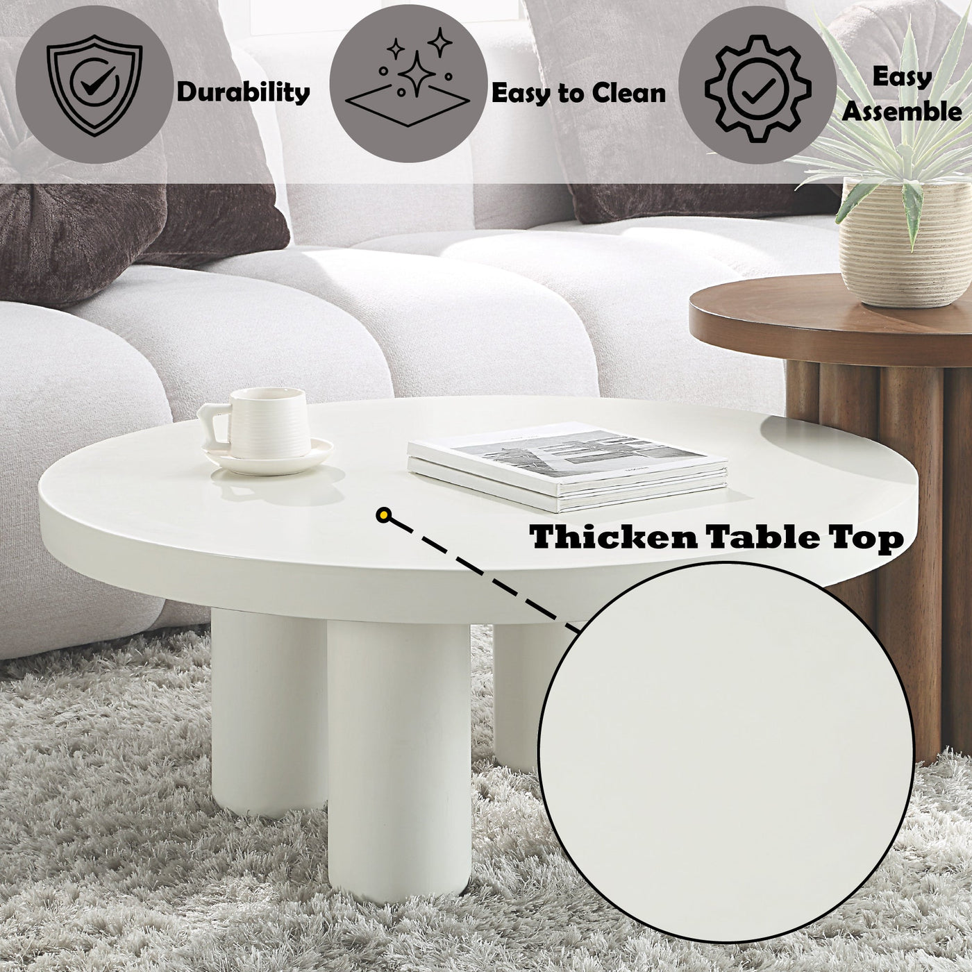 Loanna Modern White Finish Coffee Table