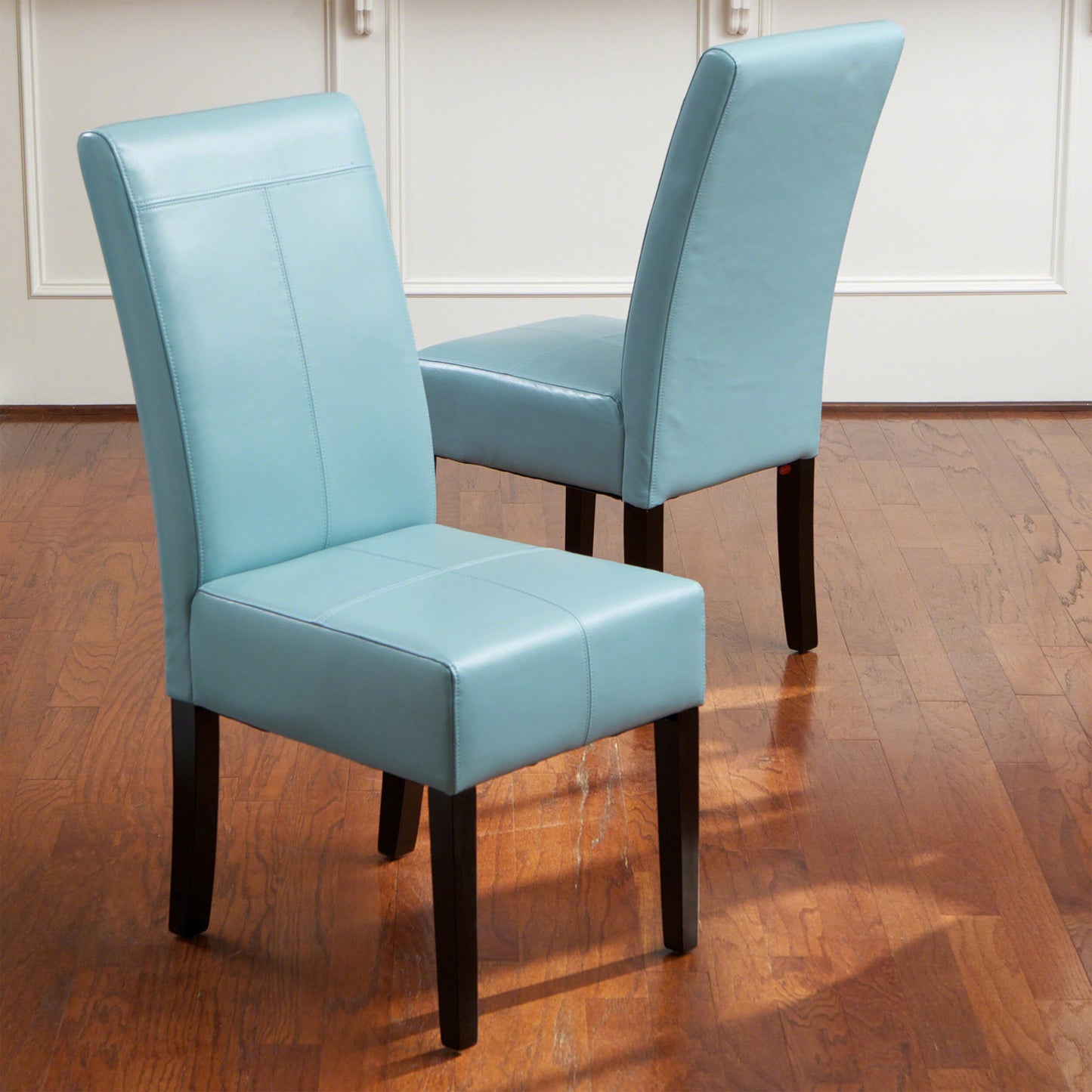 Petricia Modern PU Leather Side Chairs (Set of 2) Teal Blue