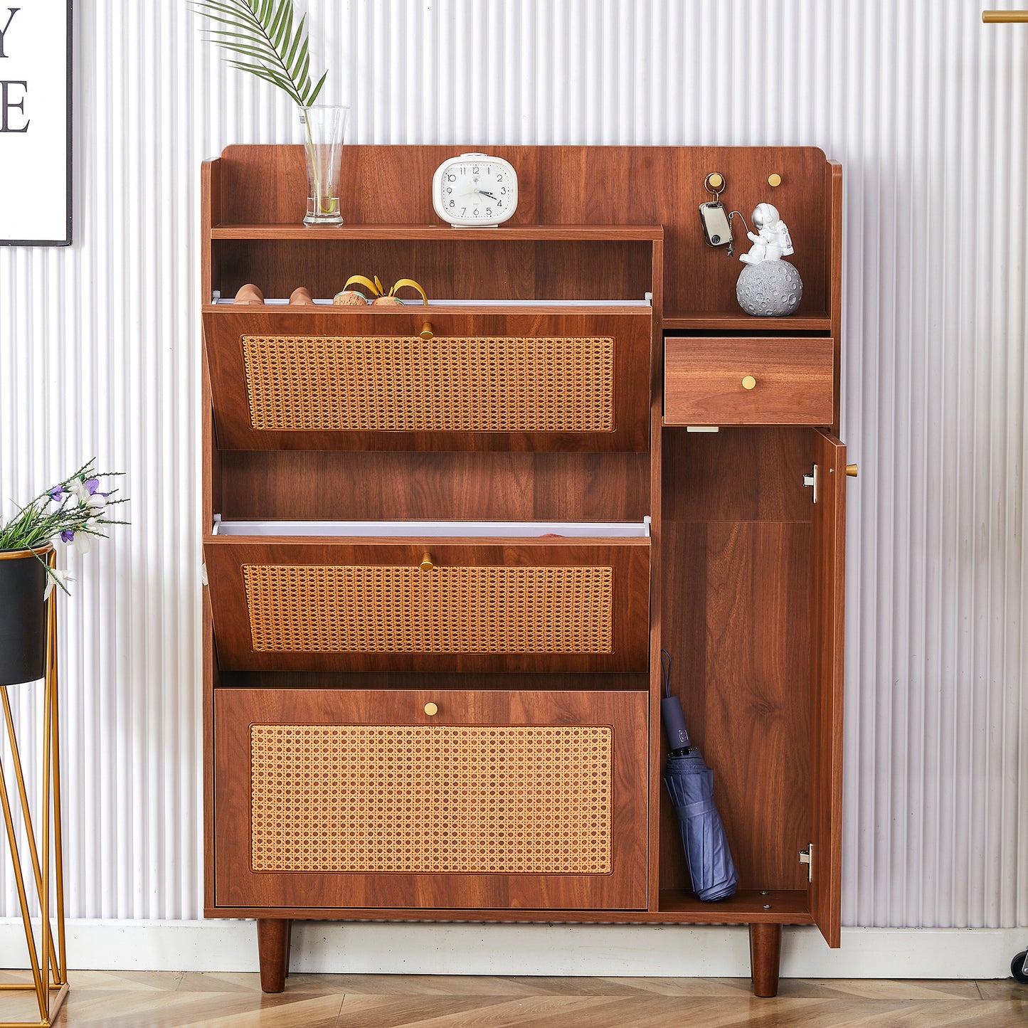 Tranquility Mid-Century Modern Cabinet with Shoe Storage
