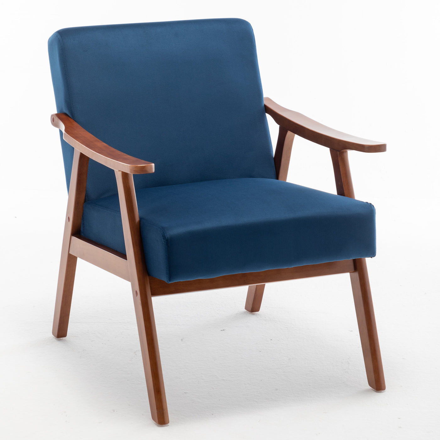 Lyraea Mid-Century Modern Blue Velvet Wingback Accent Chair