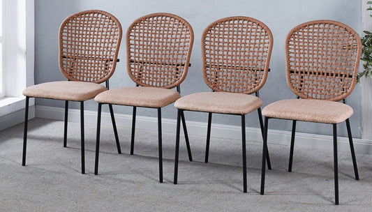 Persis Sennit Chairs with Black Legs (Set of 4) Orange