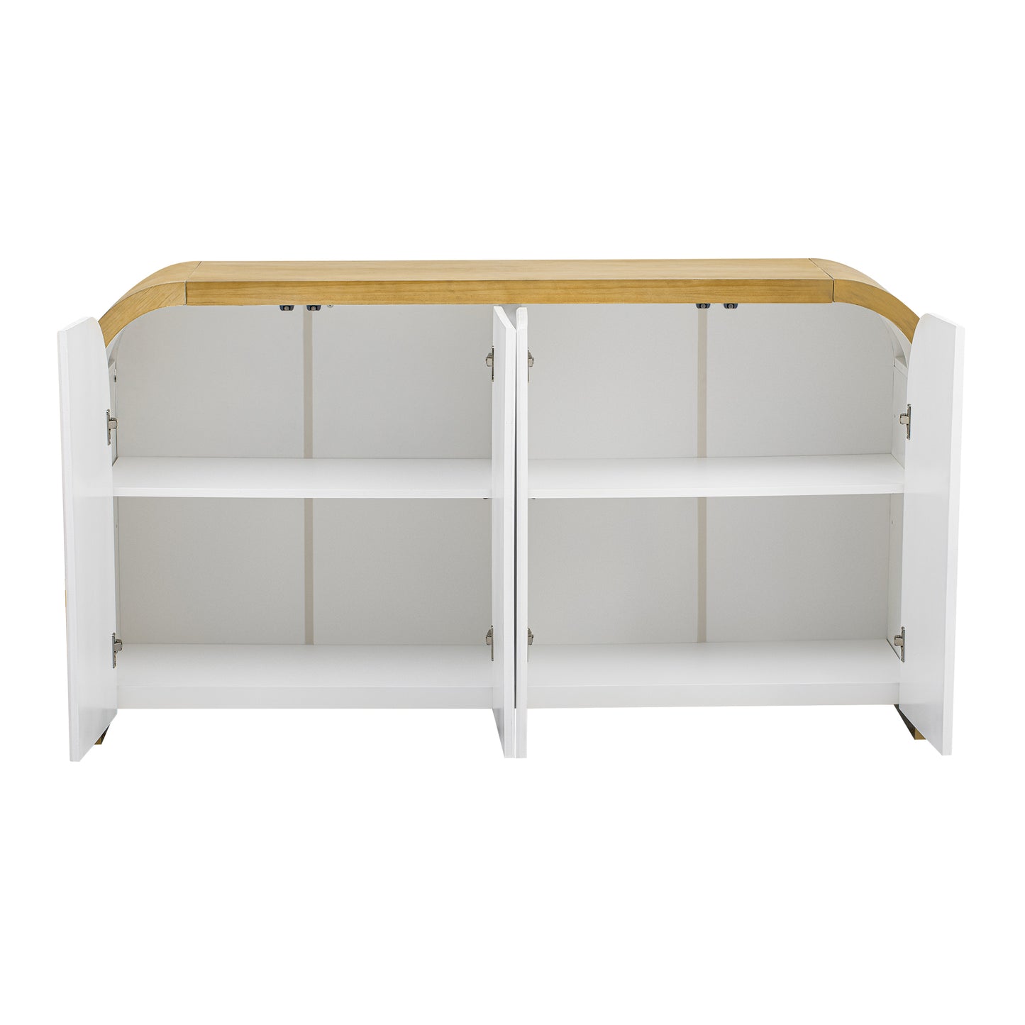Atticus Modern 4-Door Wave Design Cabinet - White & Natural