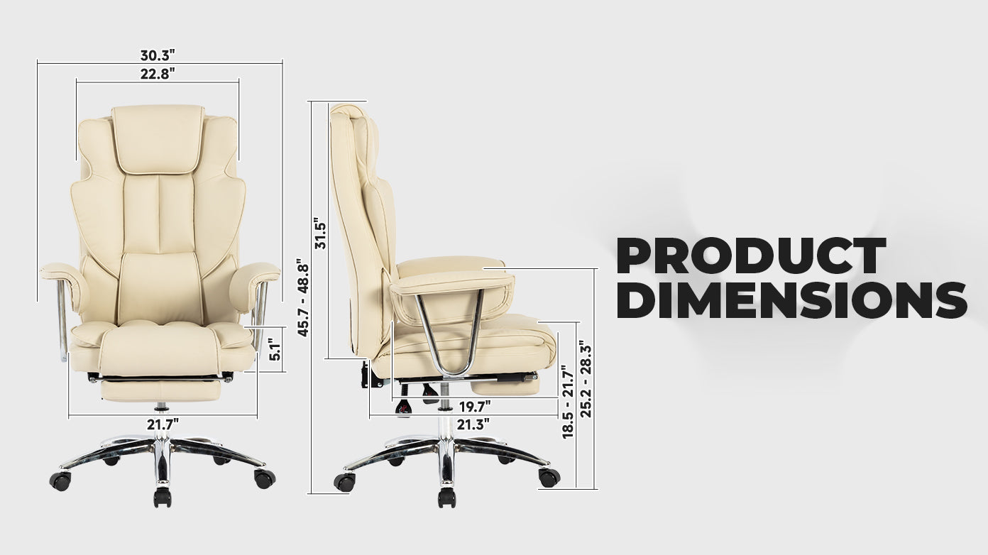 Marg Big & Tall PU Leather Executive Office Chair, Beige