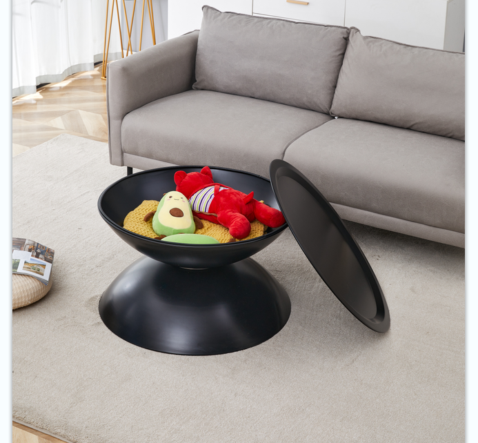 Judson Modern Round Coffee Table with Removable Top, Black