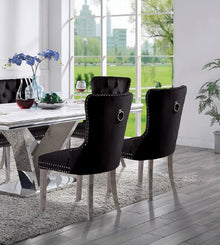 Emma Velvet Wingback Chairs with Mirrored Silver Legs Set of 2 , Black