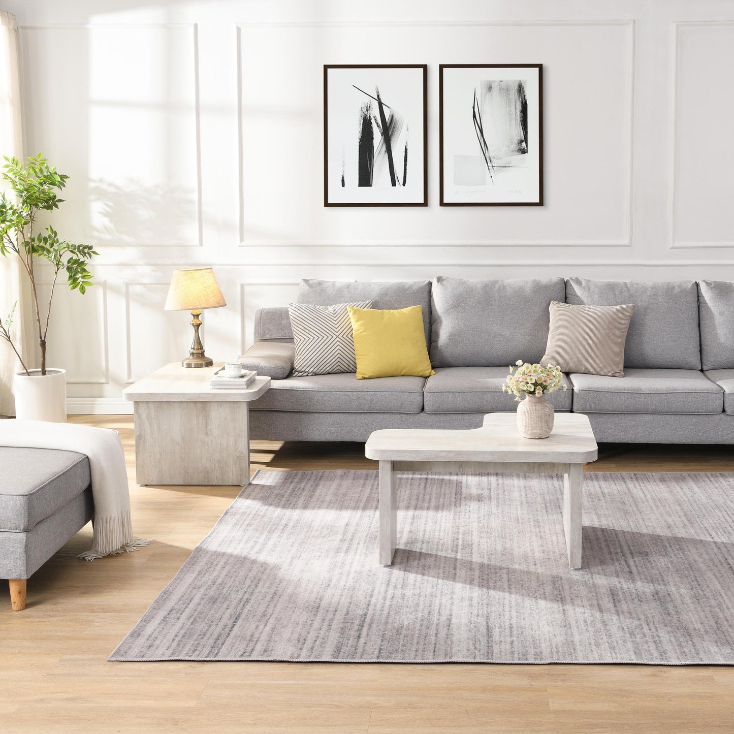 Ridge Modern Rectangular Detachable Wooden Coffee Table, White