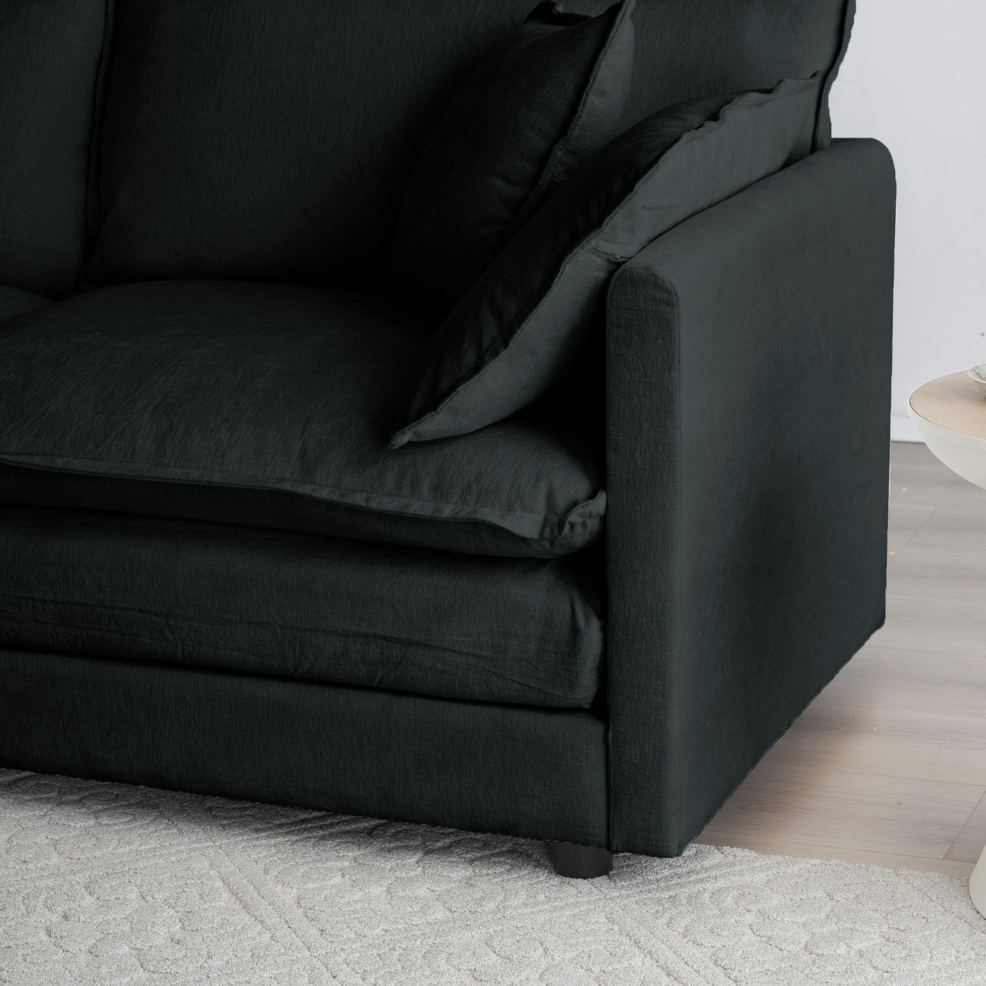Farah Contemporary Chenille Upholstered Ottoman, Black