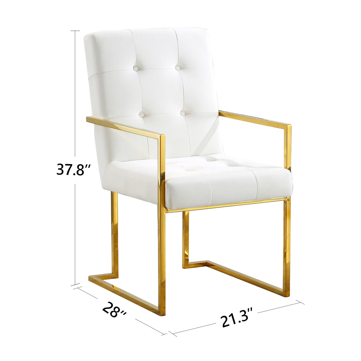 Brax Modern Velvet Arm Chair with Gold Frame - White