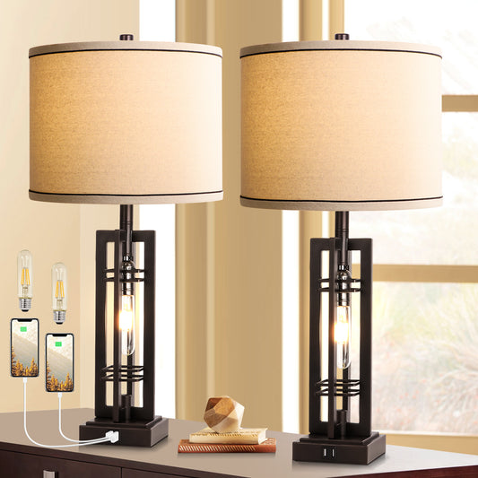 Industrial Style Table Lamps (Set of 2) Black