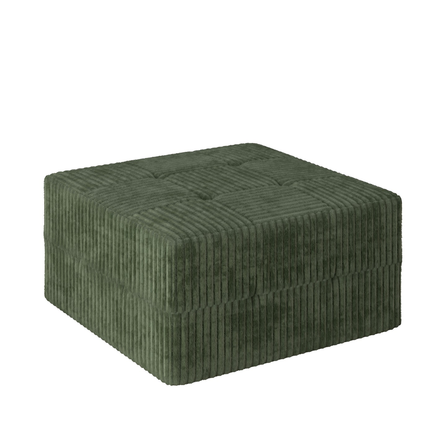 Peregrine Mid-Century Modern Square Corduroy Ottoman, Green