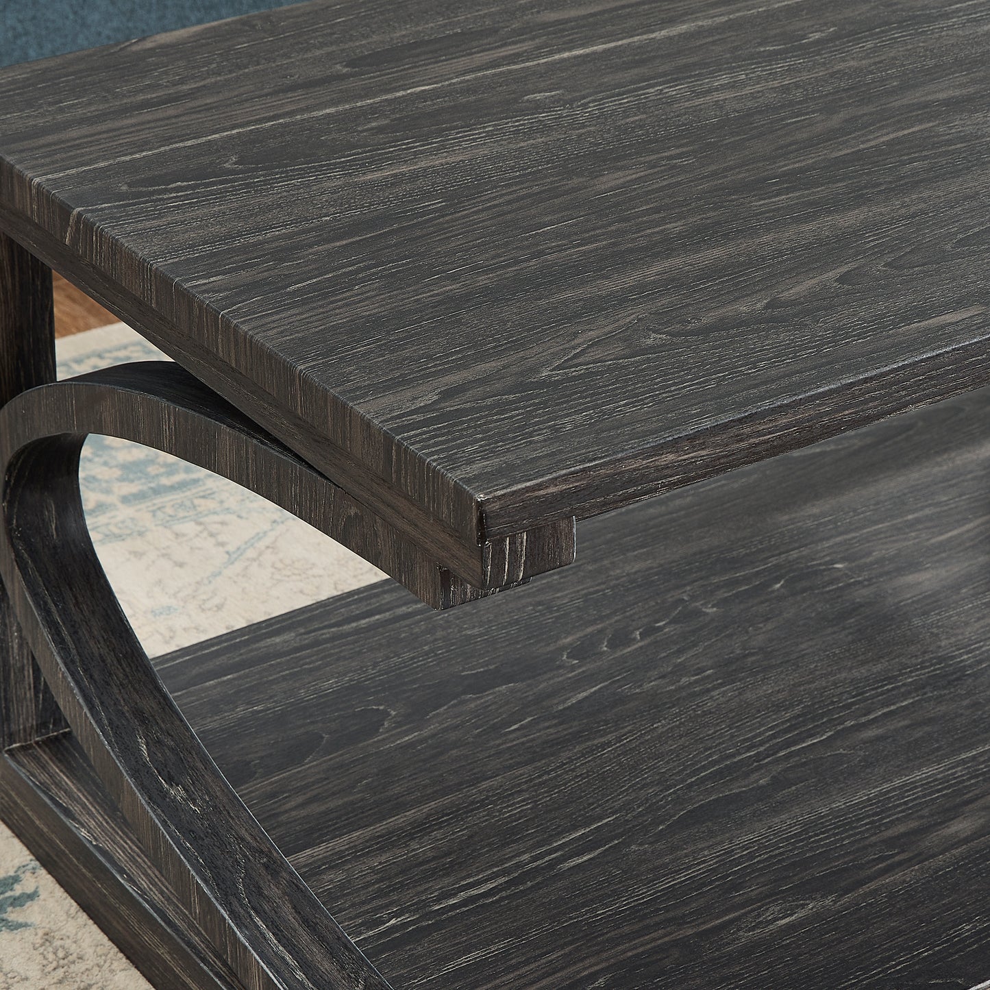 Cassian Unique Solid Wood Coffee Table, Black