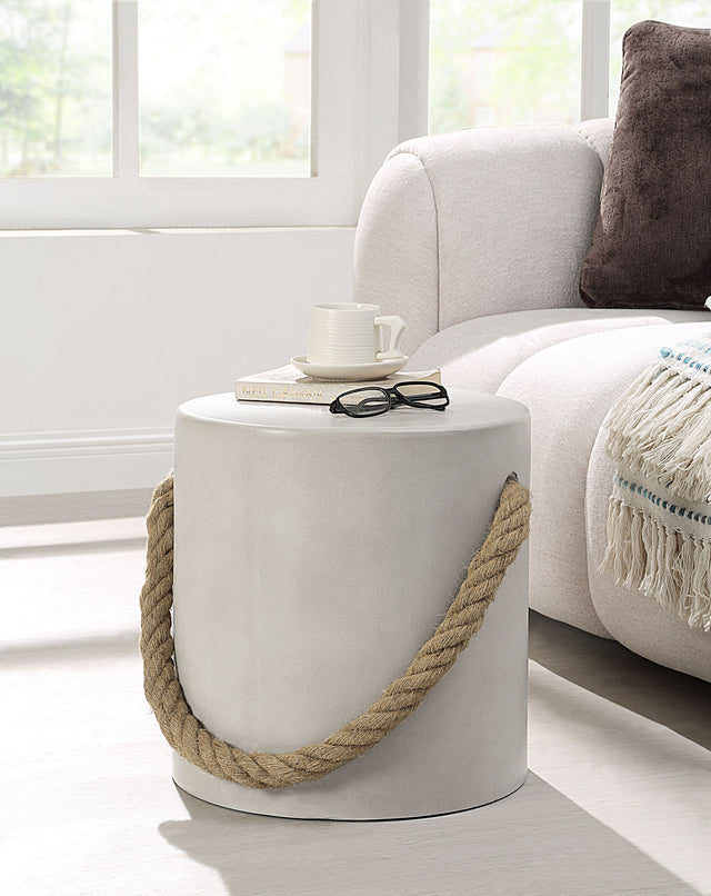 Gene Natural Gray Finish Fiber Concrete Accent Table