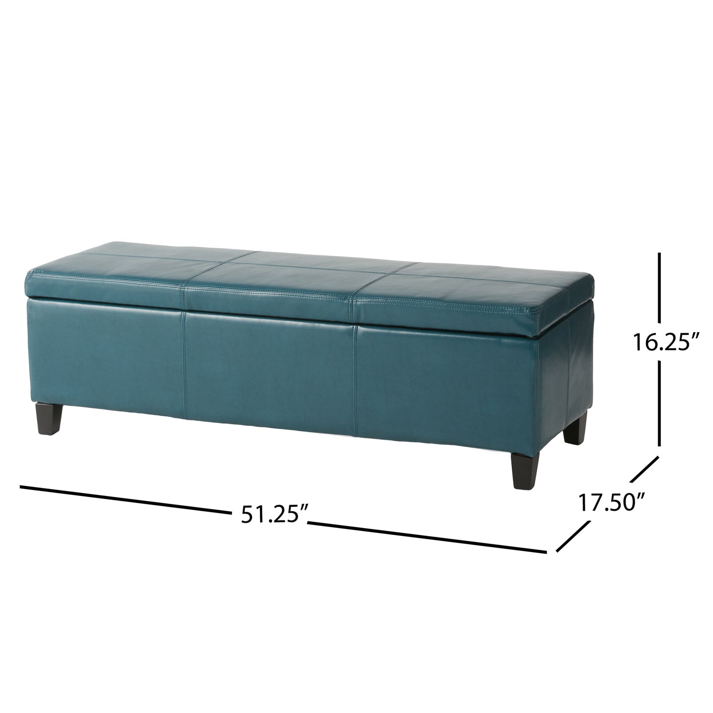 Glouster PU Leather Storage Ottoman, Teal