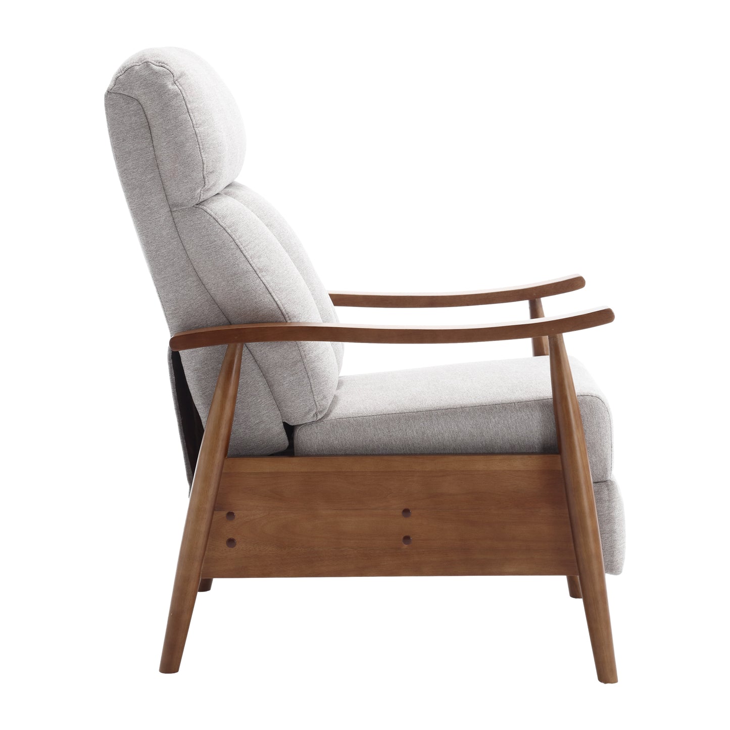 Asher Mid-Century Modern Lounge Chair with Wooden Frame - Light Gray