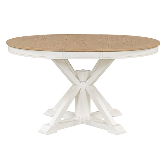 Vance Retro Style Extendable Dining Table with a 12" Leaf, White